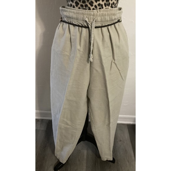 Allyson Whitmore Petites 2 piece set size PL Linen novelty print  beige - Picture 6 of 8